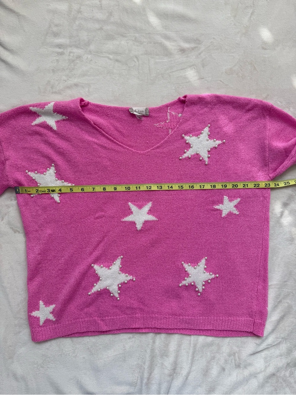 Altar’d State Star V-Neck Sweater in Pink Size Medium Like New - Picture 8 of 9